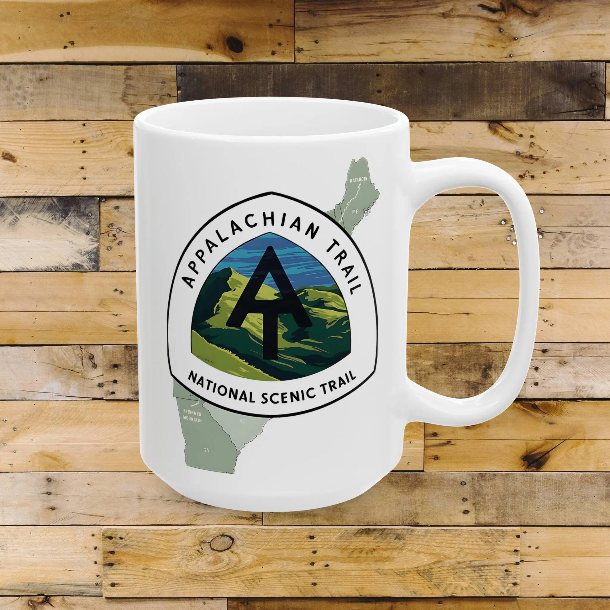 Appalachian Trail Scenic Ceramic Mug (11oz, 15oz) Hike Line Design Mountains - Park Service Apparel