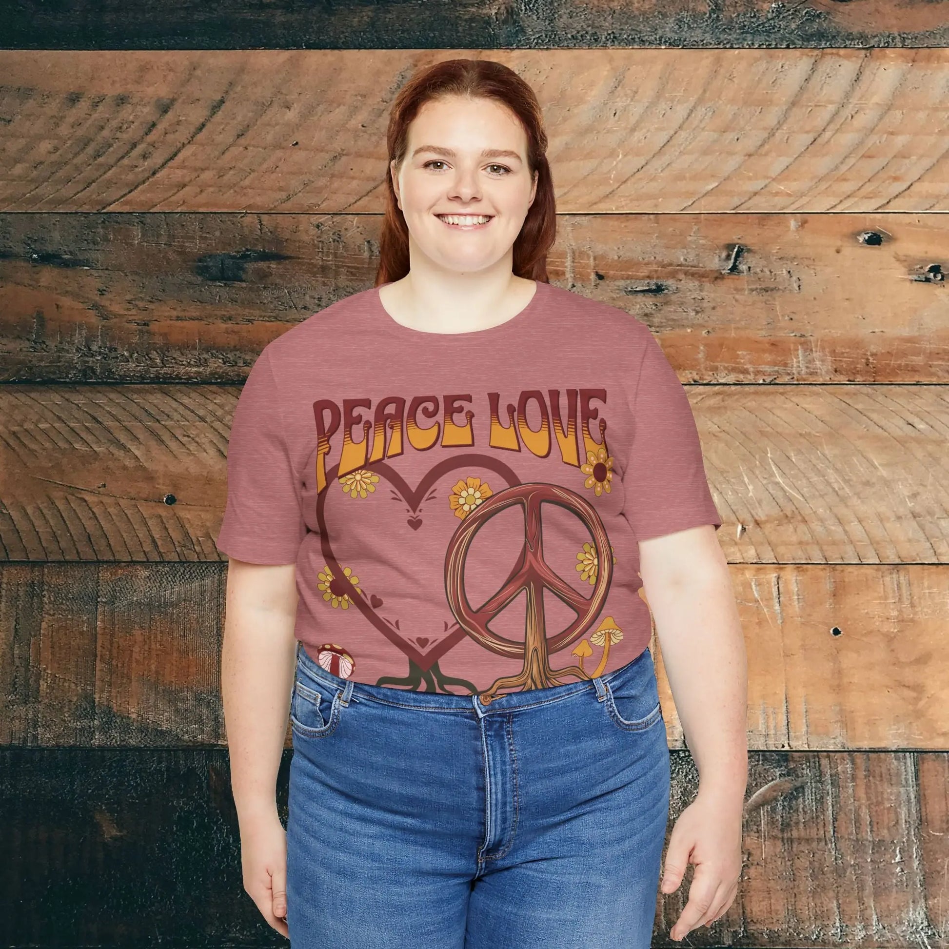 Peace Love Harmony Tree Unisex Soft Jersey Short Sleeve Garden Flowers T-Shirt Printify