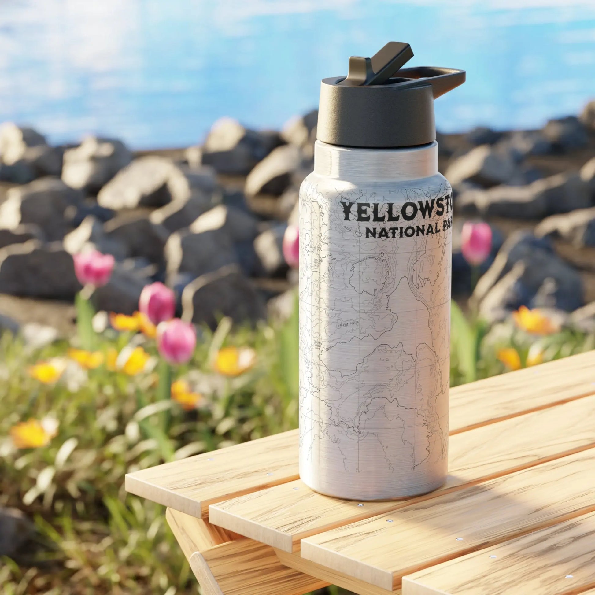 Yellowstone National Park Topographic Insulated Water Bottle Tumbler 32oz - Park Service Apparel