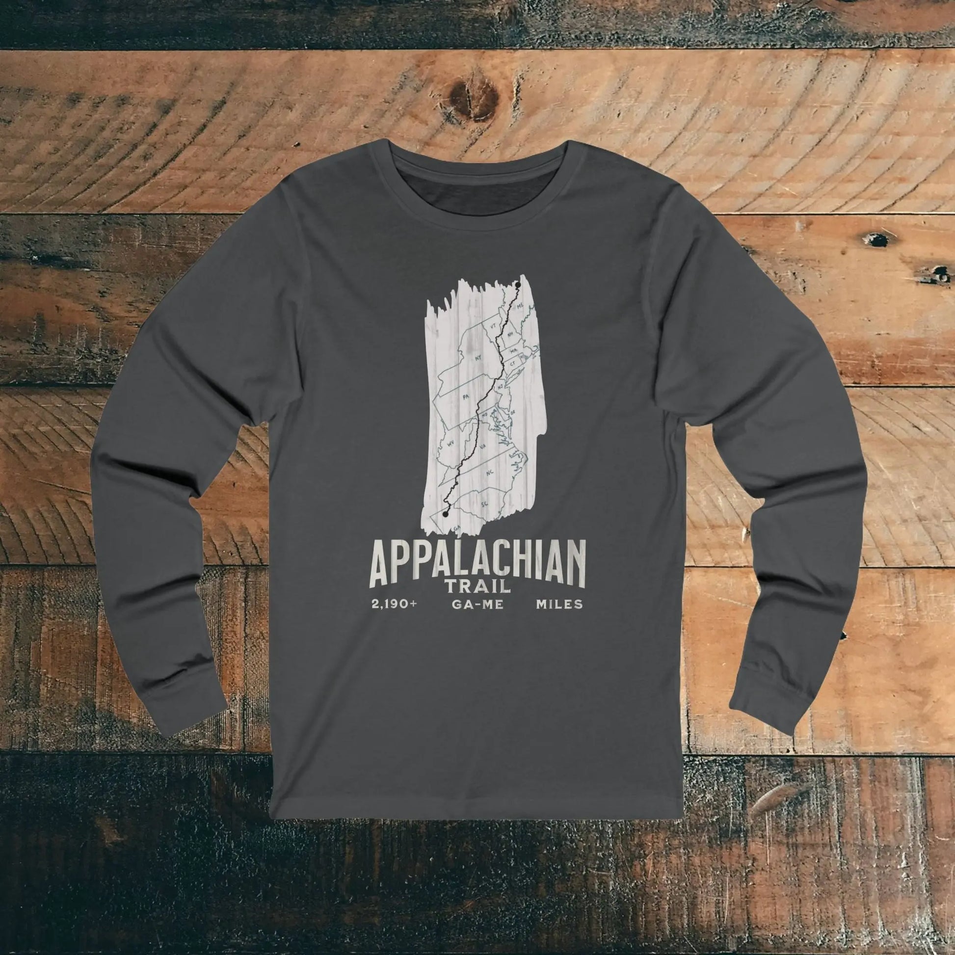 Appalachian National Scenic Trail Unisex Fit Long Sleeve T-shirt AT White Blaze Map - Park Service Apparel