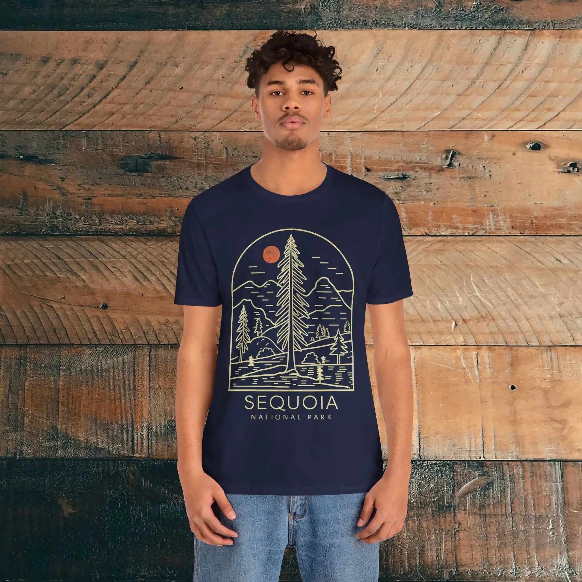 Sequoia National Park Unisex Fit Soft T-Shirt Big Tree Line Art - Park Service Apparel