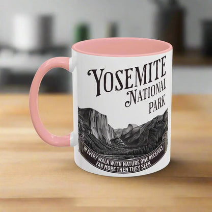 Yosemite National Park Coffee Mug 11oz 15oz Walk With Nature John Muir Quote Blue Black Pink Red - Park Service Apparel