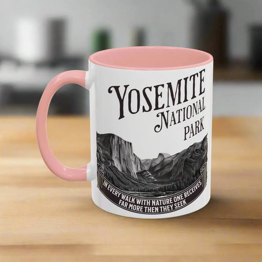 Yosemite National Park Coffee Mug 11oz 15oz Walk With Nature John Muir Quote Blue Black Pink Red - Park Service Apparel