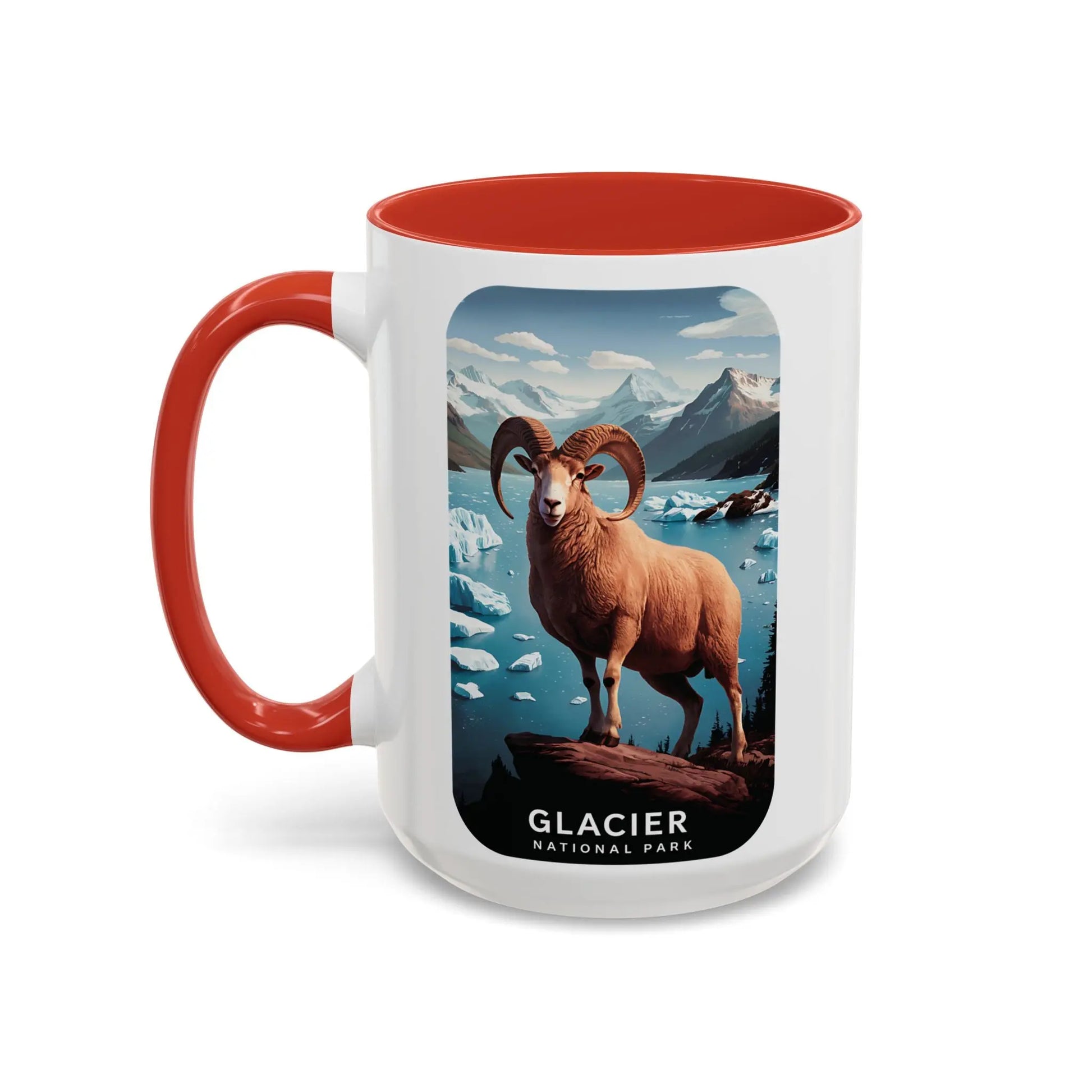 Glacier National Park Big Horned Sheep Scenic Coffee Mug 11oz 15oz Blue Black Pink Red - Park Service Apparel