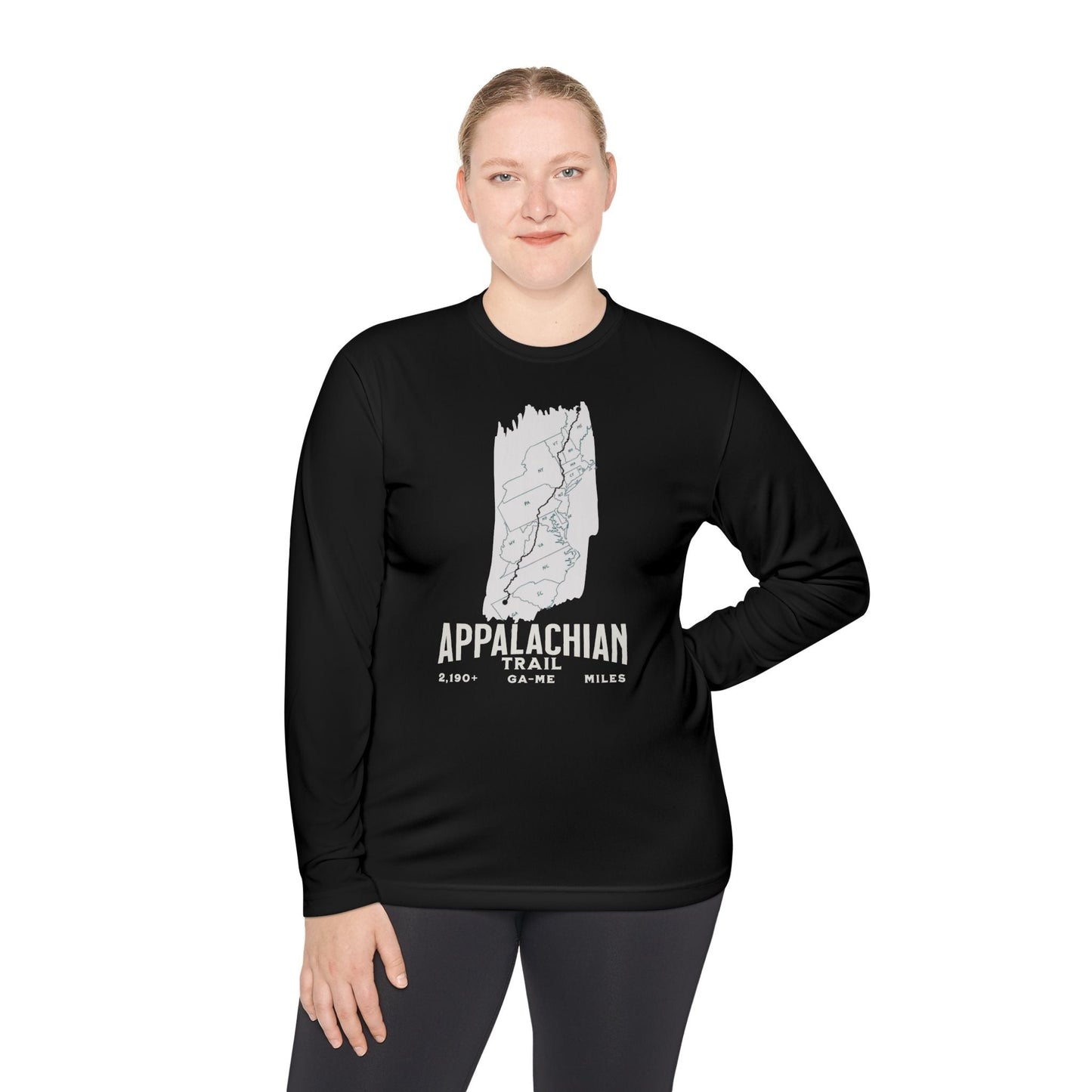 Appalachian Trail White Blaze Map Unisex Fit Tech Sport  Long Sleeve Performance Shirt Printify