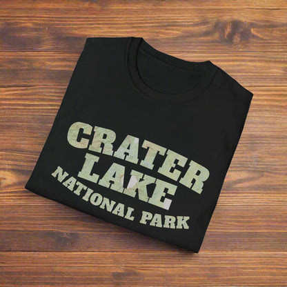 Crater Lake Topographic Map National Park Unisex Fit Soft T-Shirt Printify