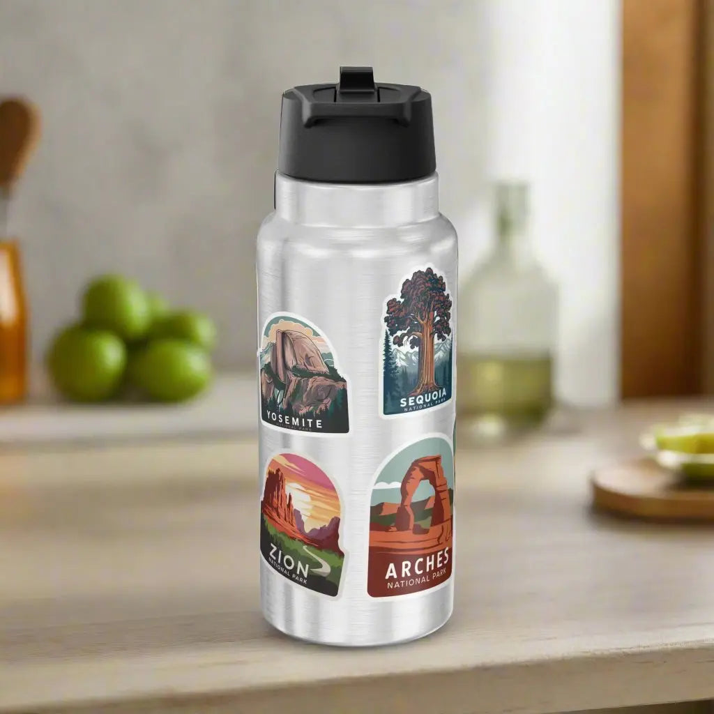 Personalized Nature/National Parks  Sticker Style Insulated Water Bottle Tumbler 32oz Customize - Park Service Apparel