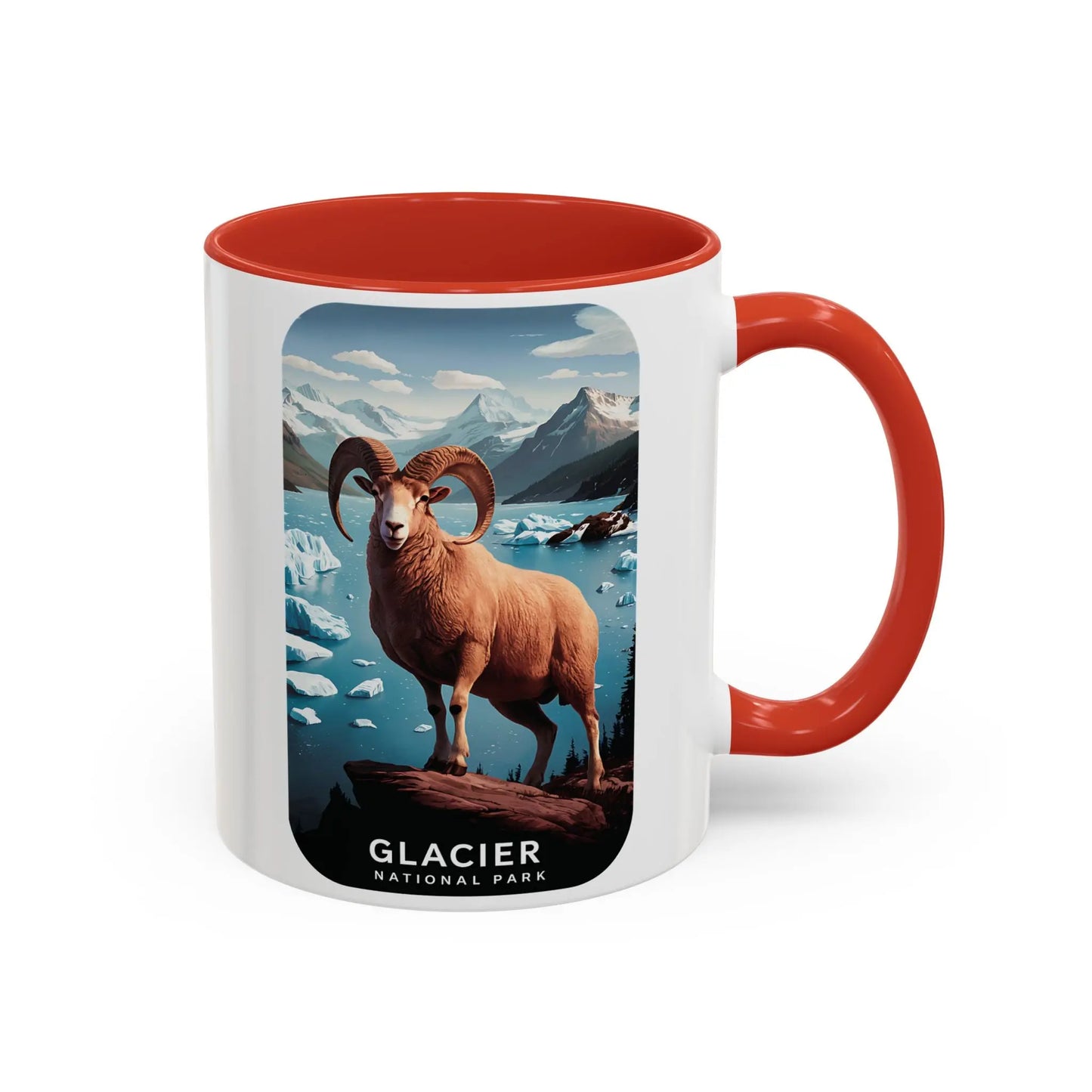 Glacier National Park Big Horned Sheep Scenic Coffee Mug 11oz 15oz Blue Black Pink Red - Park Service Apparel