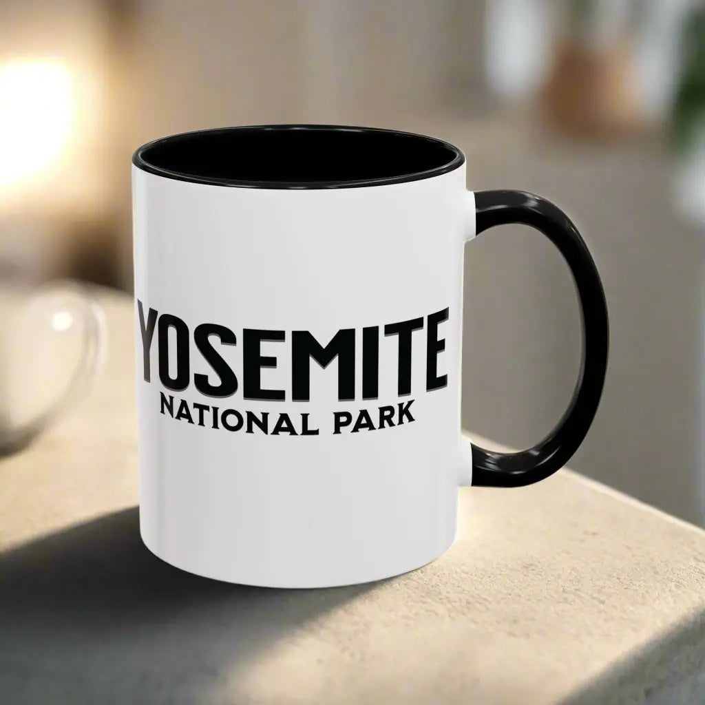 Yosemite National Park Line Art Accent Coffee Mug 11oz 15oz Blue Black Pink Red - Park Service Apparel