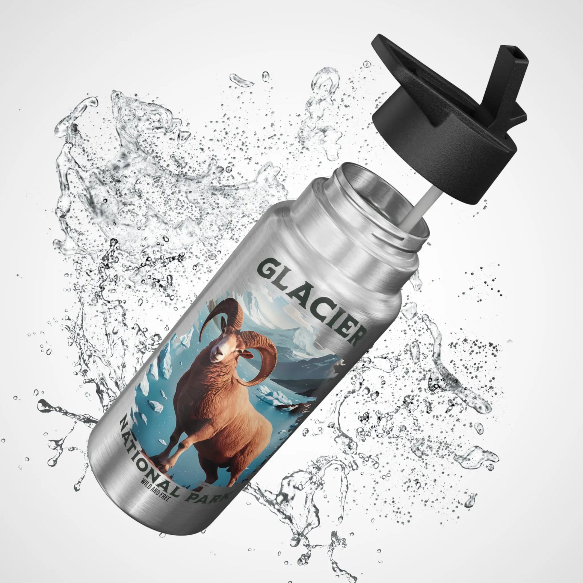 Glacier National Park Insulated Water Bottle Tumbler 32oz Big Horned Sheep - Park Service Apparel