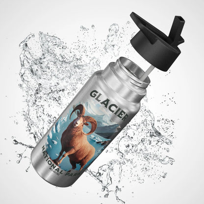 Glacier National Park Insulated Water Bottle Tumbler 32oz Big Horned Sheep - Park Service Apparel