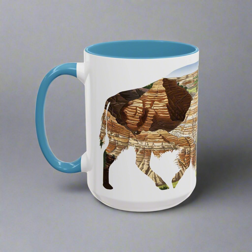 Theodore Roosevelt National Park Accent Coffee Mug 11oz 15oz North Dakota Bison Blue Black Pink Red Outdoor Inspired Printify