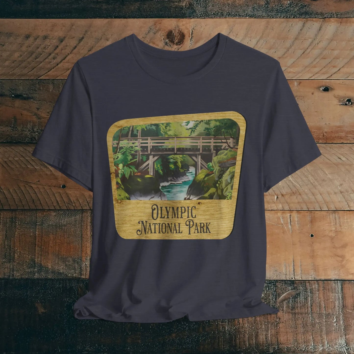 Olympic National Park Unisex Fit Short Sleeve T-Shirt Wood Sign - Park Service Apparel