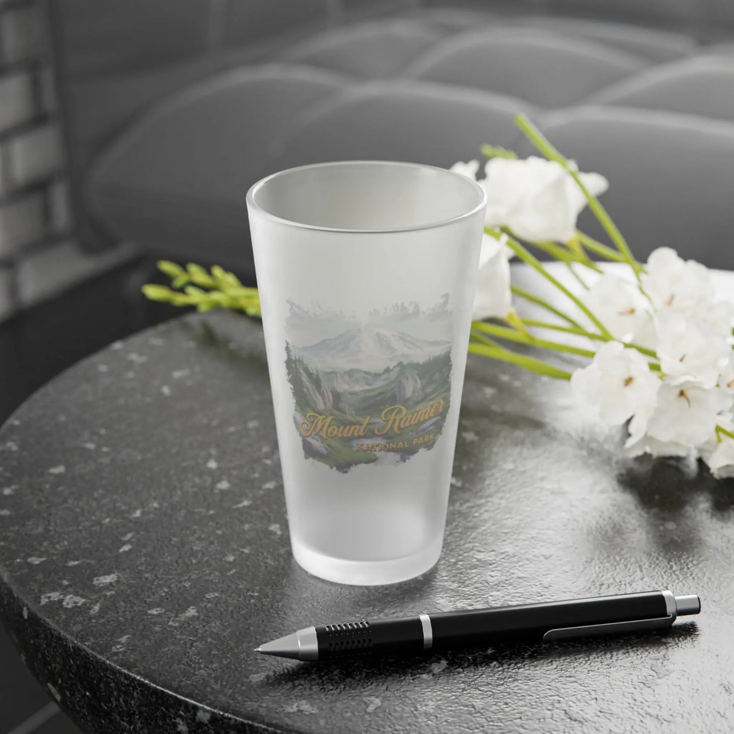 Mount Rainier National Park Frosted Pint Glass, 16oz - Park Service Apparel