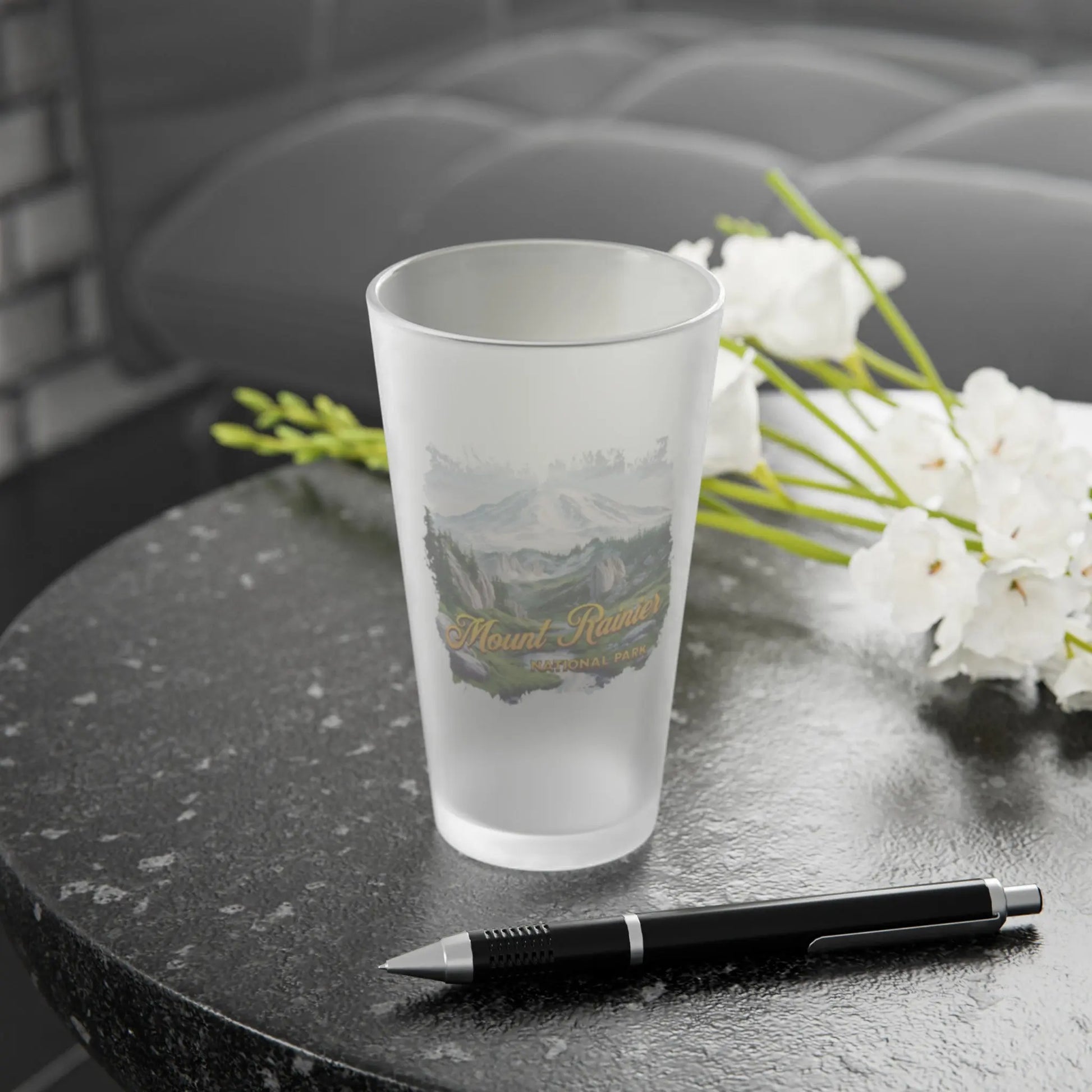 Mount Rainier National Park Frosted Pint Glass, 16oz - Park Service Apparel