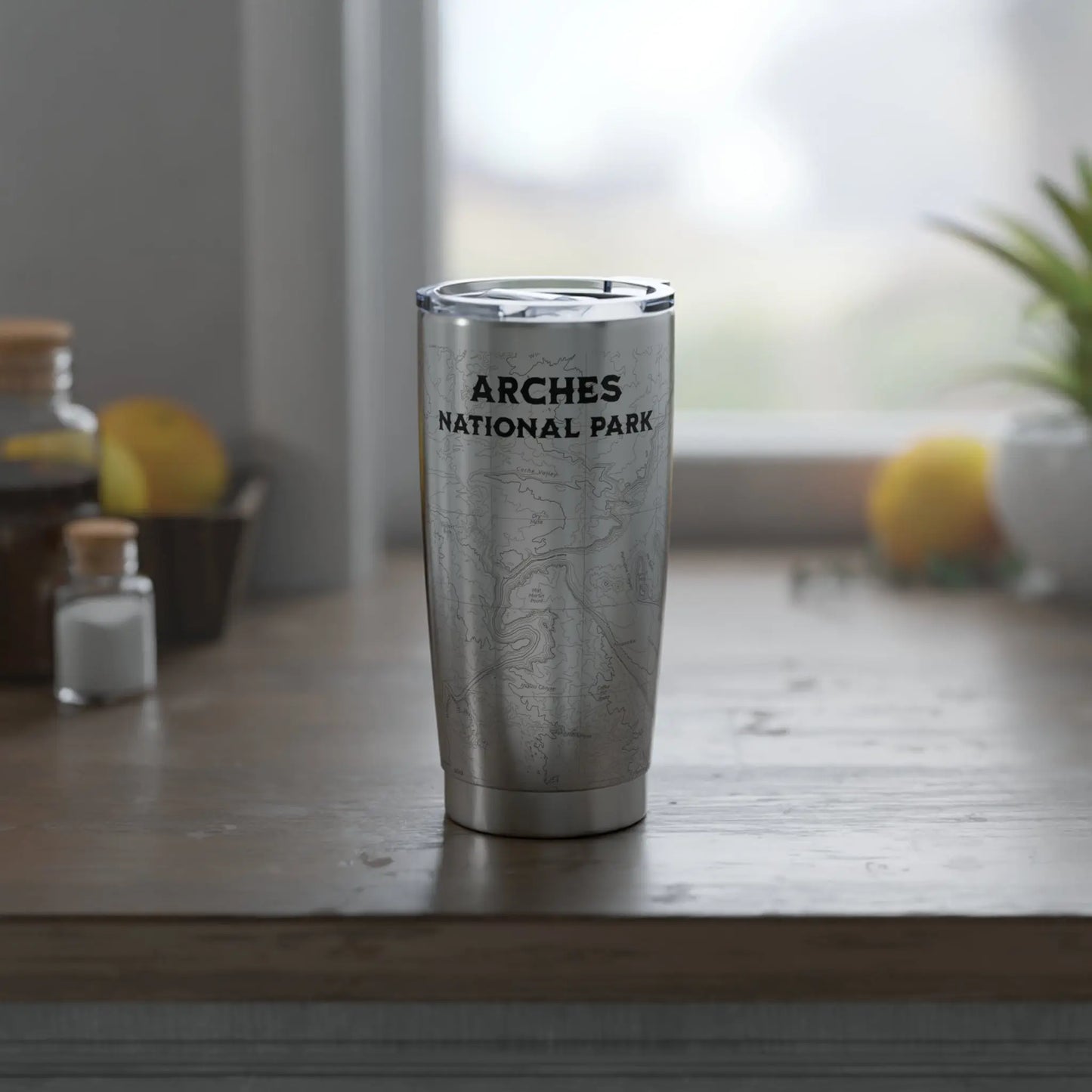 Arches National Park Topographic Tumbler 20oz USGS Map Print Moab Utah - Park Service Apparel