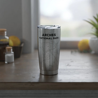 Arches National Park Topographic Tumbler 20oz USGS Map Print Moab Utah - Park Service Apparel