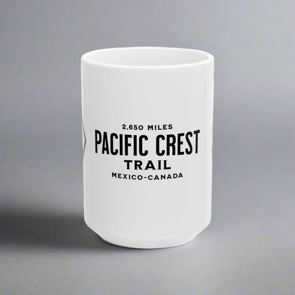 Pacific Crest Trail Classic Trail Marker Coffee Mug 11oz, 15oz Blue Black Pink Red Navy Mexico To Canada Map Printify