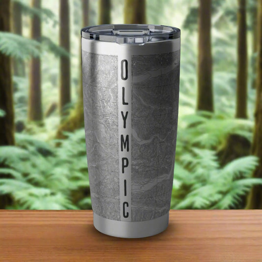 Olympic National Park Topographic Tumbler 20oz Real USGS Map Double Walled Spill Resistant Lid - Park Service Apparel