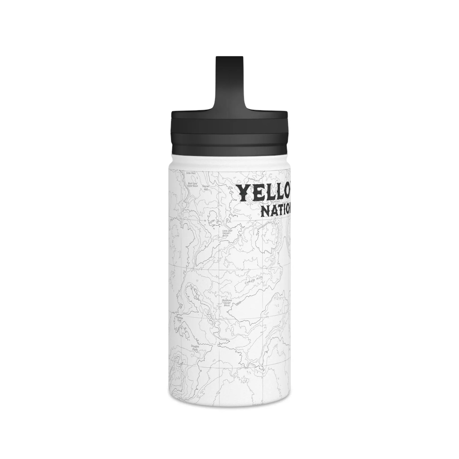 Yellowstone National Park Topographic Stainless Steel Water Bottle (3 Lid Options, 3 sizes) - Park Service Apparel