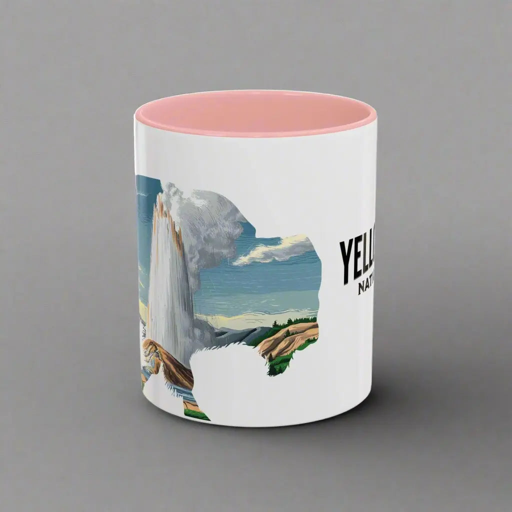 Yellowstone National Park Buffalo old Faithful Geyser Accent Coffee Mug 11oz 15oz Blue Black Pink Red - Park Service Apparel