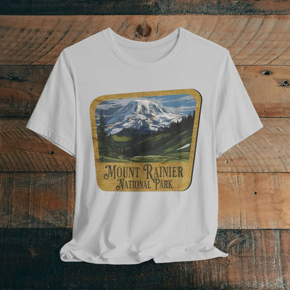 Mount Rainier National Park Unisex Fit Short Sleeve T-Shirt Wood Sign - Park Service Apparel
