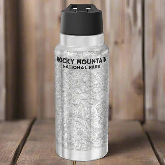 Rocky Mountain National Park Topographic Insulated Water Bottle Tumbler 32oz - Park Service Apparel