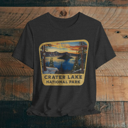 Crater Lake National Park Unisex Fit Short Sleeve T-Shirt Wood Sign - Park Service Apparel