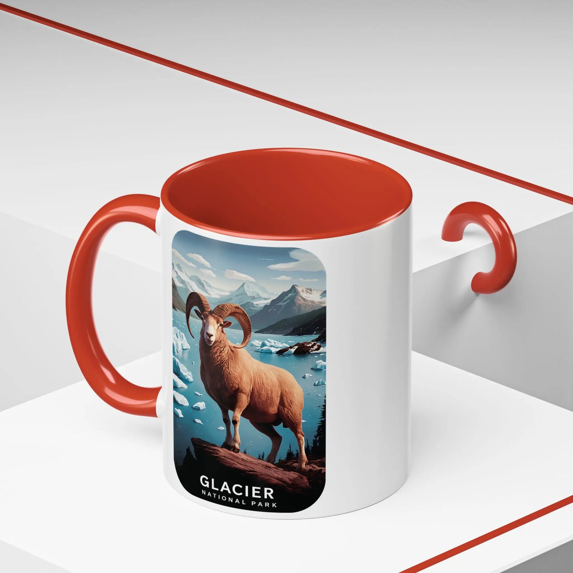 Glacier National Park Big Horned Sheep Scenic Coffee Mug 11oz 15oz Blue Black Pink Red - Park Service Apparel