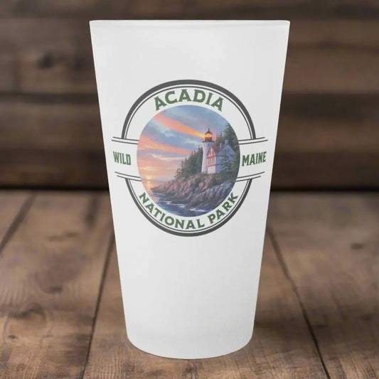 Acadia National Park Frosted Pint Coastal Lighthouse Stamp - Park Service Apparel
