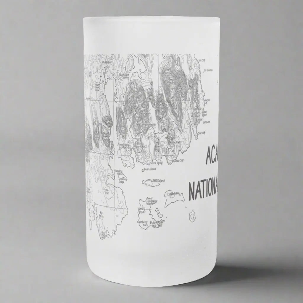 Acadia National Park Topographic Frosted Topographic Pint Glass - Park Service Apparel