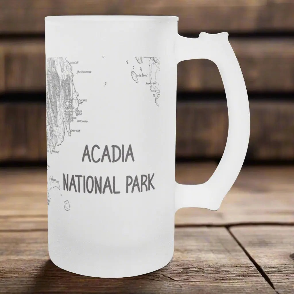 Acadia National Park Topographic Frosted Topographic Pint Glass - Park Service Apparel