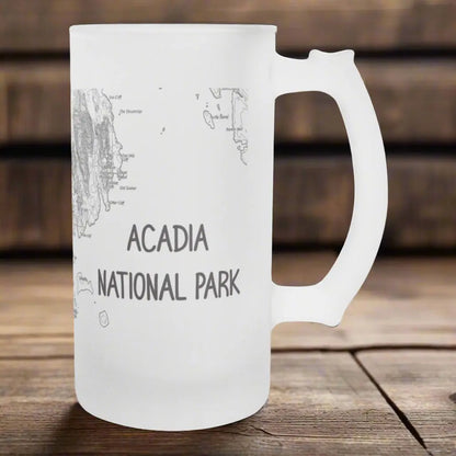 Acadia National Park Topographic Frosted Topographic Pint Glass - Park Service Apparel