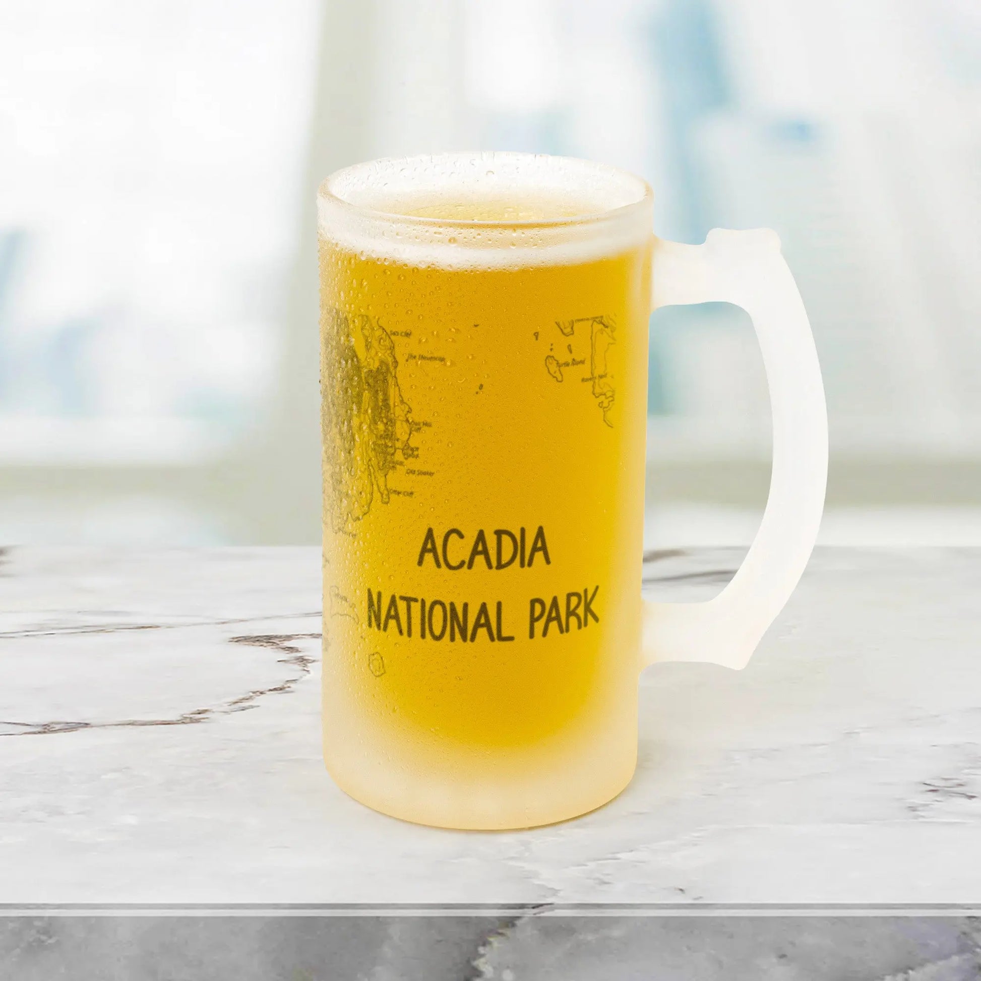 Acadia National Park Topographic Frosted Topographic Pint Glass - Park Service Apparel
