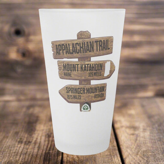 Appalachian Trail Wood Mileage Sign Frosted Pint Glass 16oz teelaunch