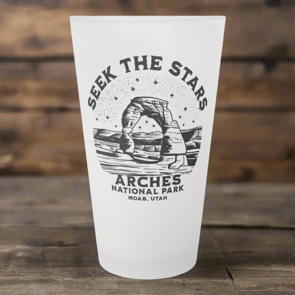 Arches National Park Frosted Pint Glass Seek The Stars - Park Service Apparel