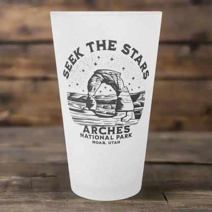 Arches National Park Frosted Pint Glass Seek The Stars - Park Service Apparel