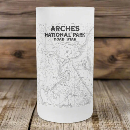 Arches National Park Topographic Frosted Pint Mug Moab Utah - Park Service Apparel