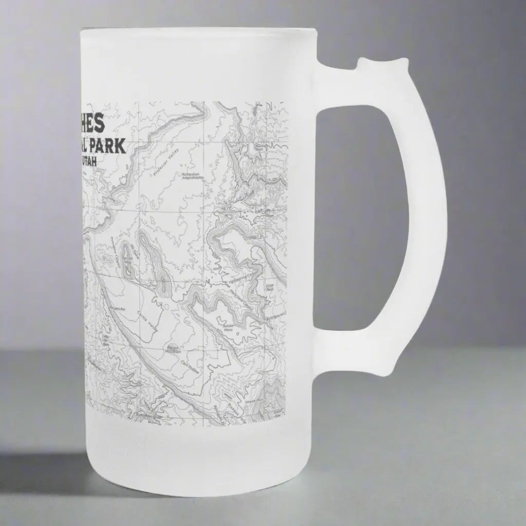 Arches National Park Topographic Frosted Pint Mug Moab Utah - Park Service Apparel