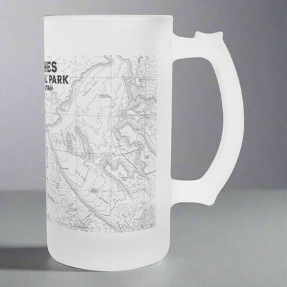 Arches National Park Topographic Frosted Pint Mug Moab Utah - Park Service Apparel