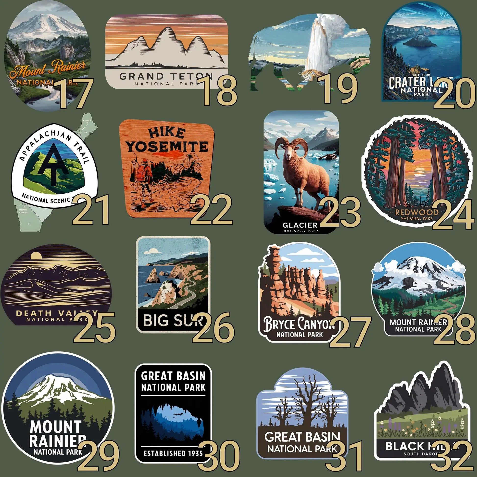 Custom California National Park Insulated Water Bottle  Sticker Style Tumbler 32oz Personalized - Park Service Apparel