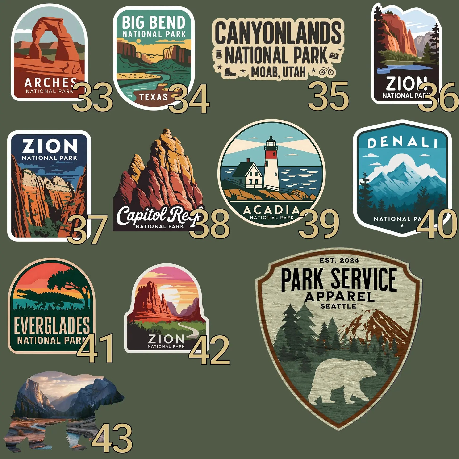 Custom California National Park Insulated Water Bottle  Sticker Style Tumbler 32oz Personalized - Park Service Apparel