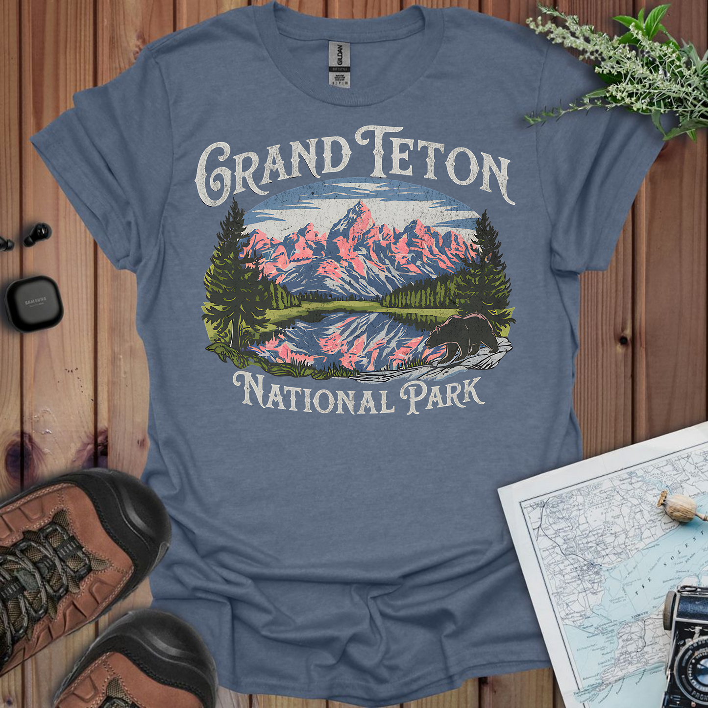 Grand Teton National Park Unisex Fit Soft Vintage T-Shirt Printify