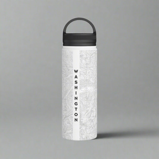 Olympic National Park Topographic Stainless Steel Water Bottle Handle Lid Printify