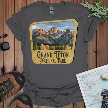 Grand Teton National Park Unisex Fit Soft T-Shirt Wood Sign Printify