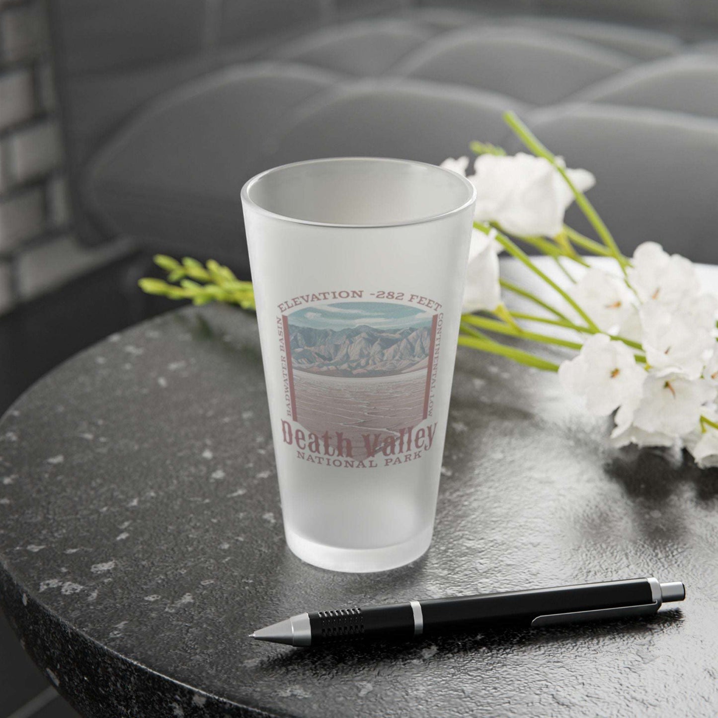 Death Valley Badwater Basin  Frosted Pint Glass
