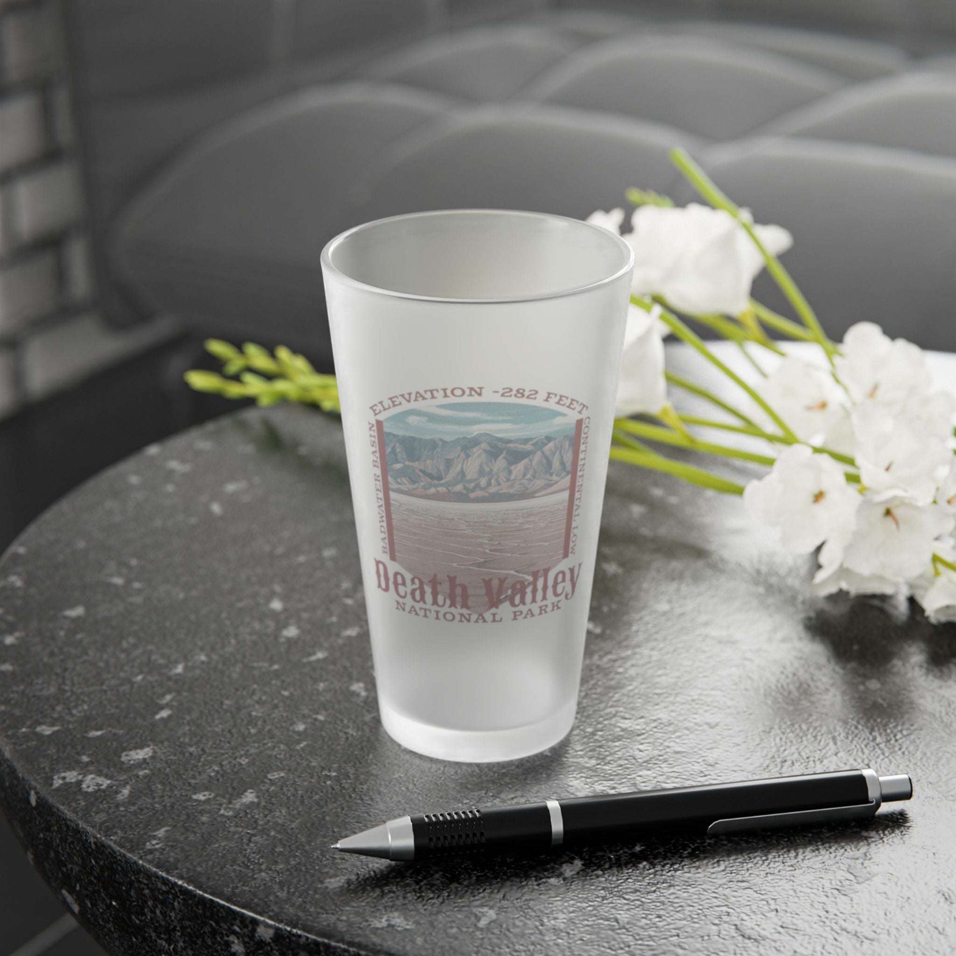 Death Valley Badwater Basin  Frosted Pint Glass