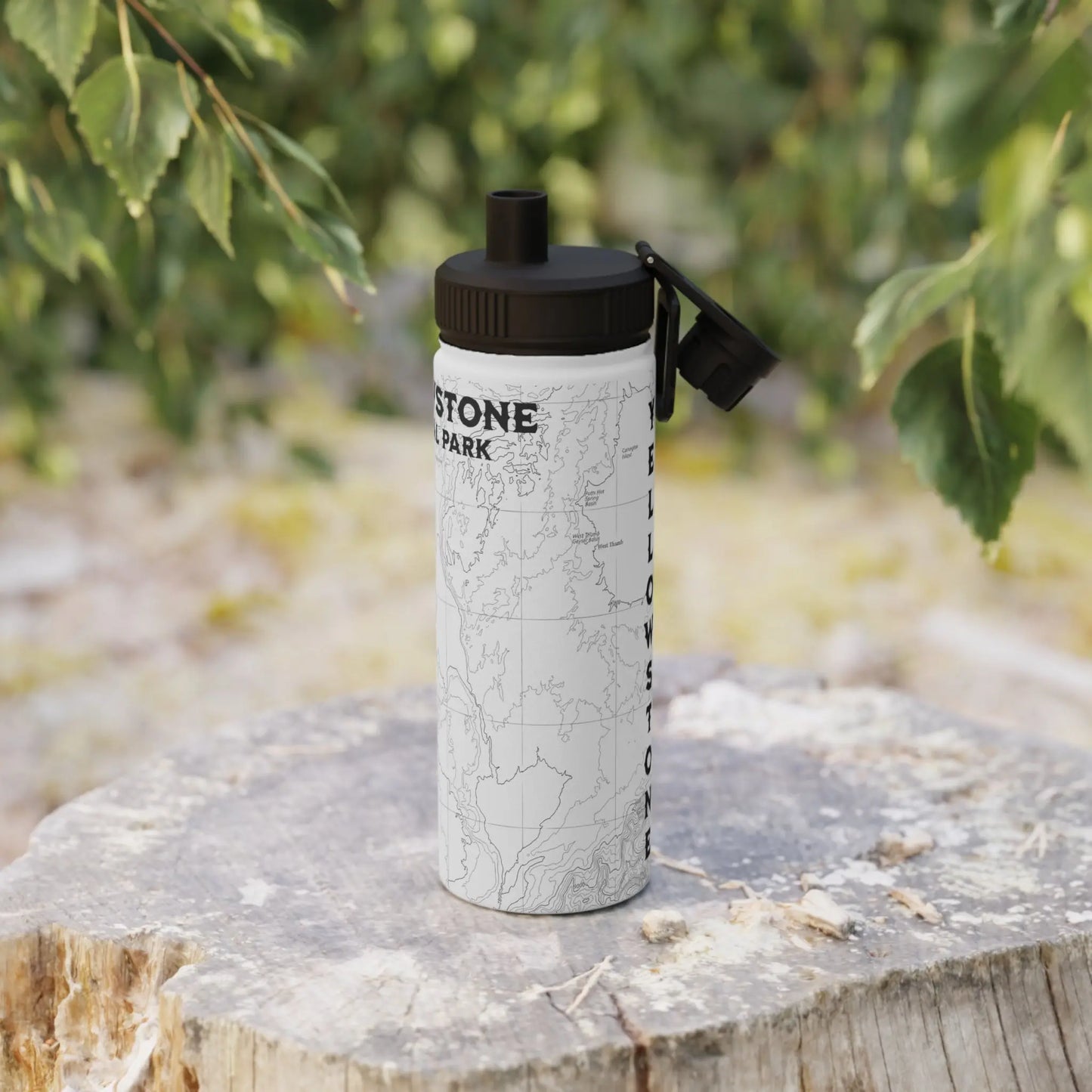 Yellowstone National Park Topographic Stainless Steel Water Bottle (3 Lid Options, 3 sizes) - Park Service Apparel