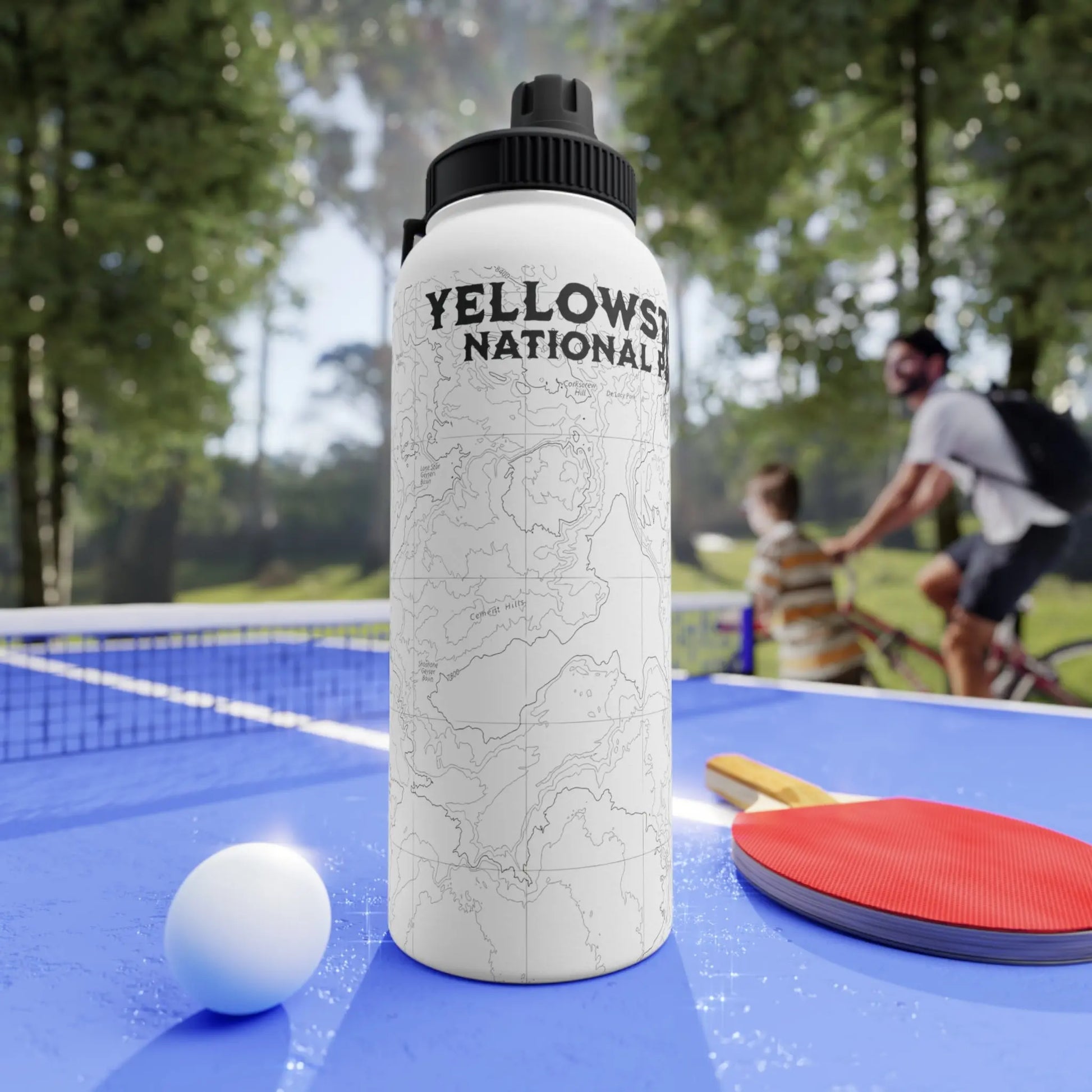 Yellowstone National Park Topographic Stainless Steel Water Bottle (3 Lid Options, 3 sizes) - Park Service Apparel