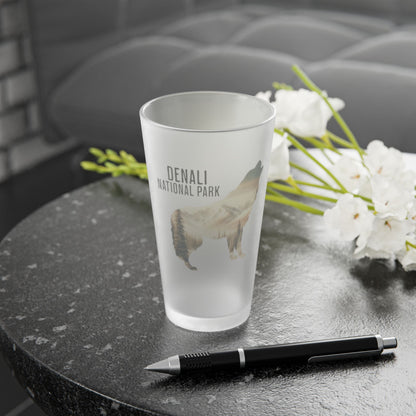 Denali National Park Wolf Frosted Pint Glass teelaunch